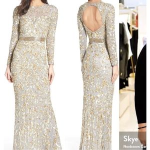 Mac Duggal Beaded Gown Mother of the Bride / Bridesmaid dress in Platinum Gold
